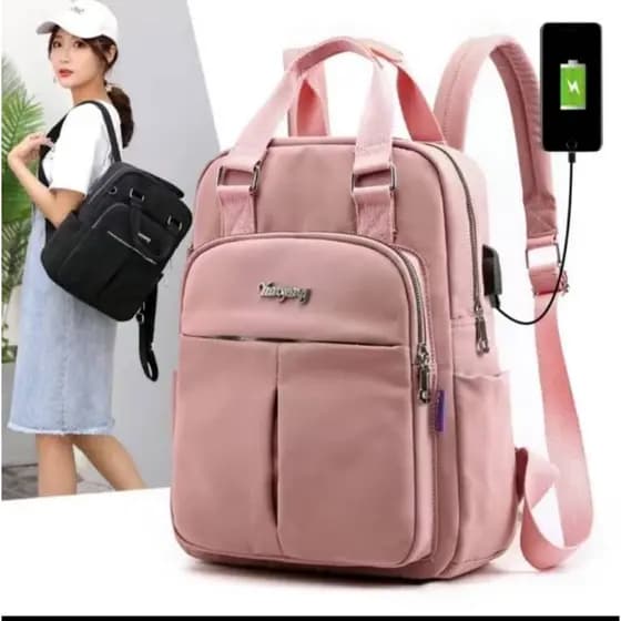 bolsa mochila feminina grande impermeável com USB monta no mala
