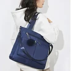 Bolsa de Ombro Leve com Vários Zíperes e Grande Capacidade, Bolsa de Mão Para Estudantes com PomPom 981