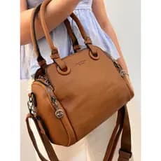 Bolsa Feminina Baú Média, Alça De Mão E Transversal Com 2 Alças 00694