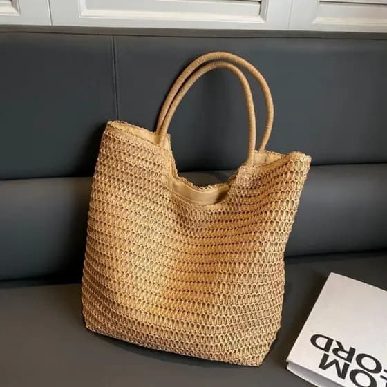 Bolsa Feminina De Palha De Veräo Versátil Nova DeOmbro Único Tecida Ã M¤o De Grande Capacidade 004