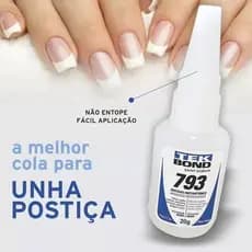 Cola de Unha para postiça, unhas de gel, Fibra e Pedrarias - bico fino, fácil aplicação, super forte - Original - 20g