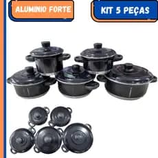 Jogo de Panelas preto Kit 5 peças Alta Qualidade, Grandes tamanhos