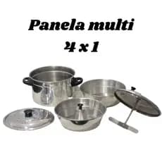 Panela Multiuso 4 em 1, Cuscuzeira, Cozimento a Vapor, Pipoqueira, Torresmeira, Banho Maria