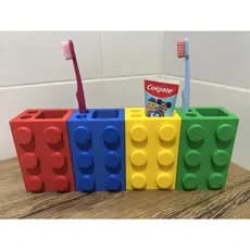 🧱 Suporte para Escova e Pasta de Dentes Estilo Tijolo | Organizador de Banheiro | Impressão 3D Geek