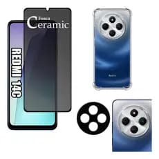 Película Fosca Privativa Xiaomi Redmi 14C + Capa Capinha Anti Shock + Câmera