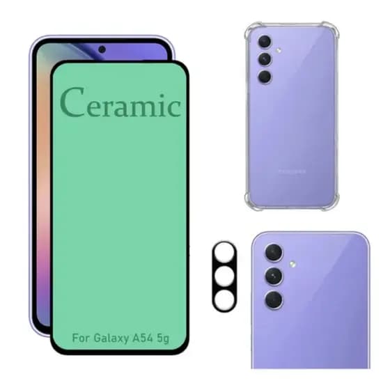 Kit Para Samsung A54 - Película Cerâmica + Capa Capinha Anti Shock + Câmera
