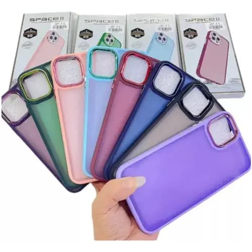 Capa Space Colorida iPhone XR 11 12 13 14 Pro Max 15 Acrilica Colorida com detalhe metalizado Capinha iPhone