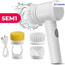 Escova Eletrica de Limpeza 5 em 1 Sem Fio Limpador Multiuso Pratico Para Cozinha  Banheiro prático