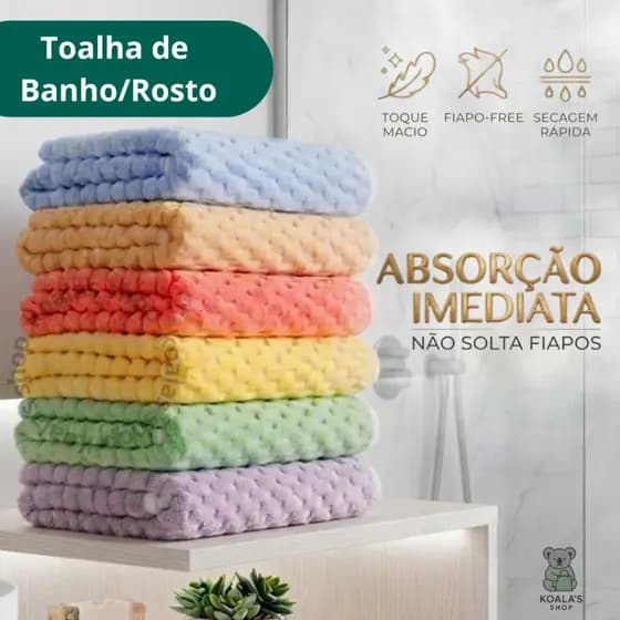 Toalha de Banho/Rosto Flanela Coral Premium 70x140cm Super Absorvente, Macia, Secagem Rápida para Banho ou Rosto e Praia