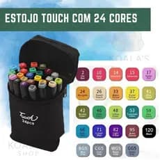 Estojo de Caneta 24/120 cores marcador Ponta Dupla TOUCH