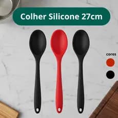 Colher de Silicone Antiaderente  Resistente Para Cozinha 27cm PRETO ou VERMELHO