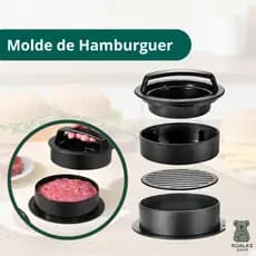Molde para Hambúrguer Forma 5 peças Base Removível Grande e Pequena
