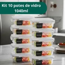 Kit 2/5/10 Potes de Vidro Hermético Com 4 Trava Para Marmita Fit Mantimentos
