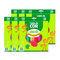 Kit 6 Caixas Lapis De Cor Leo & Leo 24 Cores Eco Sextavado papelaria