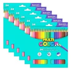 Kit 6 Caixas Lapis De Cor 24 Cores Multicolor Novas Cores papelaria