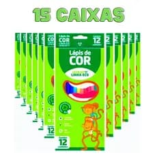 LAPIS DE COR LEOLEO ECO 12 CORES-KIT COM 15 CAIXINHAS papelaria