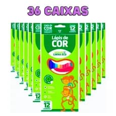 LAPIS DE COR 12 CORES LEOLEO ECOLOGICO-36 CAIXINHAS papelaria