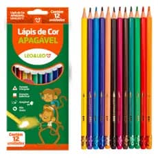Lápis 12 Cores Apagavel Triangular Und Leoeleo -material escolar-fofa