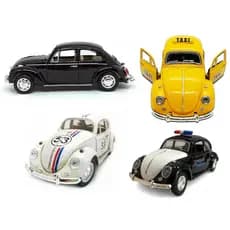 KIT 4 Super Carrinhos Fusca 1957 Ferro Fricção Metal Miniatura réplica coleção