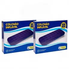 KIT 2 Colchões Inflável Solteiro Camping Viagem Roxo Veludo