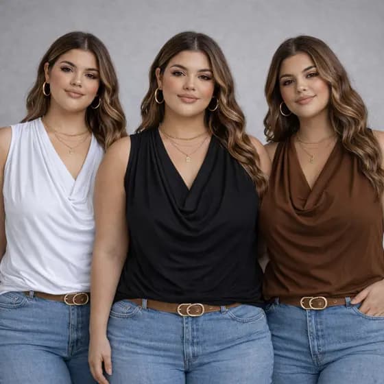 Blusa Regata Feminina Plus SIze Social Casual Gola Boba Drapeada Soltinha Despojada Moda Verão 2026