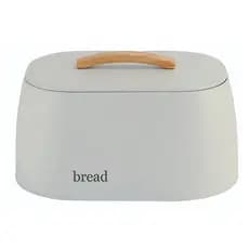 Porta Pão Bege Tampa Com Alça Bambu Sense Metalla Bread Metal Liso OU Presente Casamento Decoração
