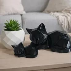 Escultura Decorativa Gato Geométrico Moderno – Estátua Minimalista para Sala, Quarto e Escritório