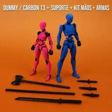 [LANÇAMENTO NOVA VERSÃO] Dummy/Carbon 13 + Suporte + kit mãos, Boneco Totalmente Articulado - 3D