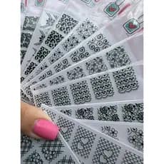 100 ADESIVOS PARA UNHAS KIT RENDAS PRETAS VARIADOS