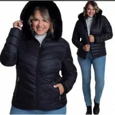 Jaqueta de Nylon forrada pelucia Plus Size Femenina mr