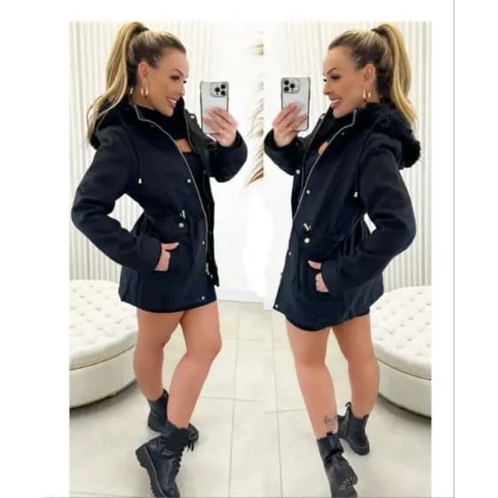 Parka casaco Forrada Lã Batida femenino