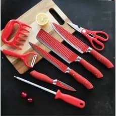Conjunto 8 Peças Jogo de Facas Profissionais Aço Inox Ultra Afiadas Tesoura e Descascador