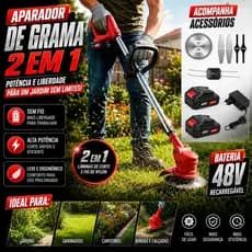 Aparador Roçadeira Elétrica De Grama Nakasaki  A Bateria 48V 1580w Corte de Grama e Mato