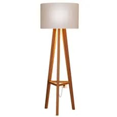 Abajur De Chão Tripé Madeira Luminária Moderna Sala Quarto Home Office Decoração Luxo Cúpula Tecido