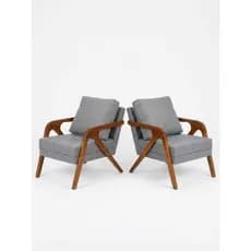 Kit 2 Poltronas Decorativas Luxo Estofadas Braço Madeira Sala de Estar Cadeira Moderna Confortável