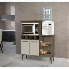 Armario Gabinete de Cozinha Multiuso com Fruteira Balcão Organizador Compacto Aparador Buffet