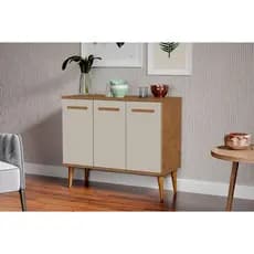 Aparador Buffet Aparador 3 Portas Multiuso Sala Cozinha Armário Organizador Pés Palito Decorativo