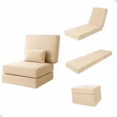 Cama Dobrável Puff 3 em 1 Colchão Solteiro Retrátil Puff Multiuso Sofá Colchonete Portátil Puff