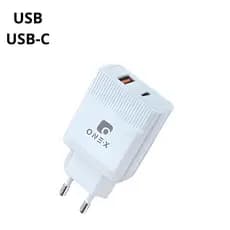 BRANCO - Fonte de Carregador 48W Carregamento Rápido Usb e Usb-C | CAR-6007