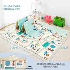 Tapete Infantil Emborrachado Dobrável 6mm Dupla face Interativo Bebe Educacional