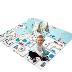 Tapete Infantil Emborrachado Térmico Tatame Antiderrapante Dobrável Dupla Face 6mm 1,80x1,50m
