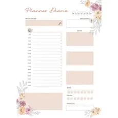 Bloco de Planejamento diário Floral- Blocado