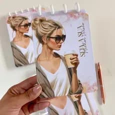 Bloco de Anotações A6 - Capa Dura Disco Inteligente Folhas Reposicionáveis - Mulher