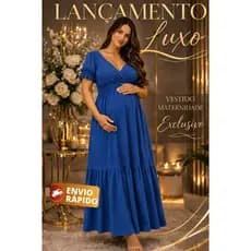 Vestido Longo Feminino Gestante com Lastec na Cintura – Conforto, Elegância e Ajuste Perfeito