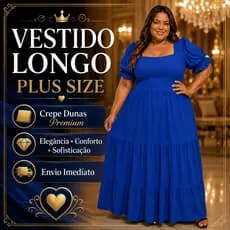 Vestido Longo Floral Elegante Midi Manga Bufante Luxo Feminino PLUS Confortável Moda Evangélica Tendência 2026