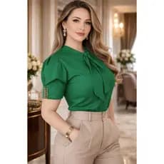 Blusa Feminina Social Laço Manga Princesa Elegante Moda Evangélica Chique Envio Imediato Promoção