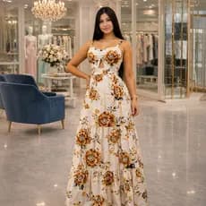 Vestido Longo Floral Feminino Elegante  Moda Verão Envio Imediato