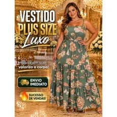 Vestido Plus Size Longo Floral Luxo Feminino Elegante Moda Verão Soltinho Confortável Não Marca Corpo Envio Imediato