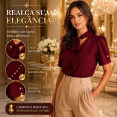 Blusa Feminina Social Elegante Com Laço Pérolas Manga Curta Camisa Feminina Chique Executiva Casual Vinho