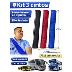 kit 3 capas de cinto de segurança 75cm para ônibus e caminhão acessório automotivo com ZIPER